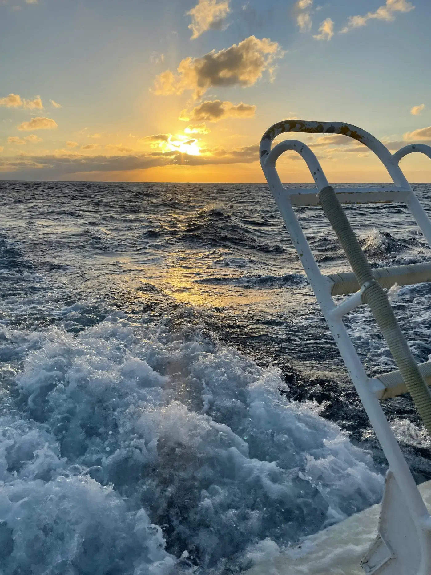 Houle du Pacifique vue du pont au coucher du soleil